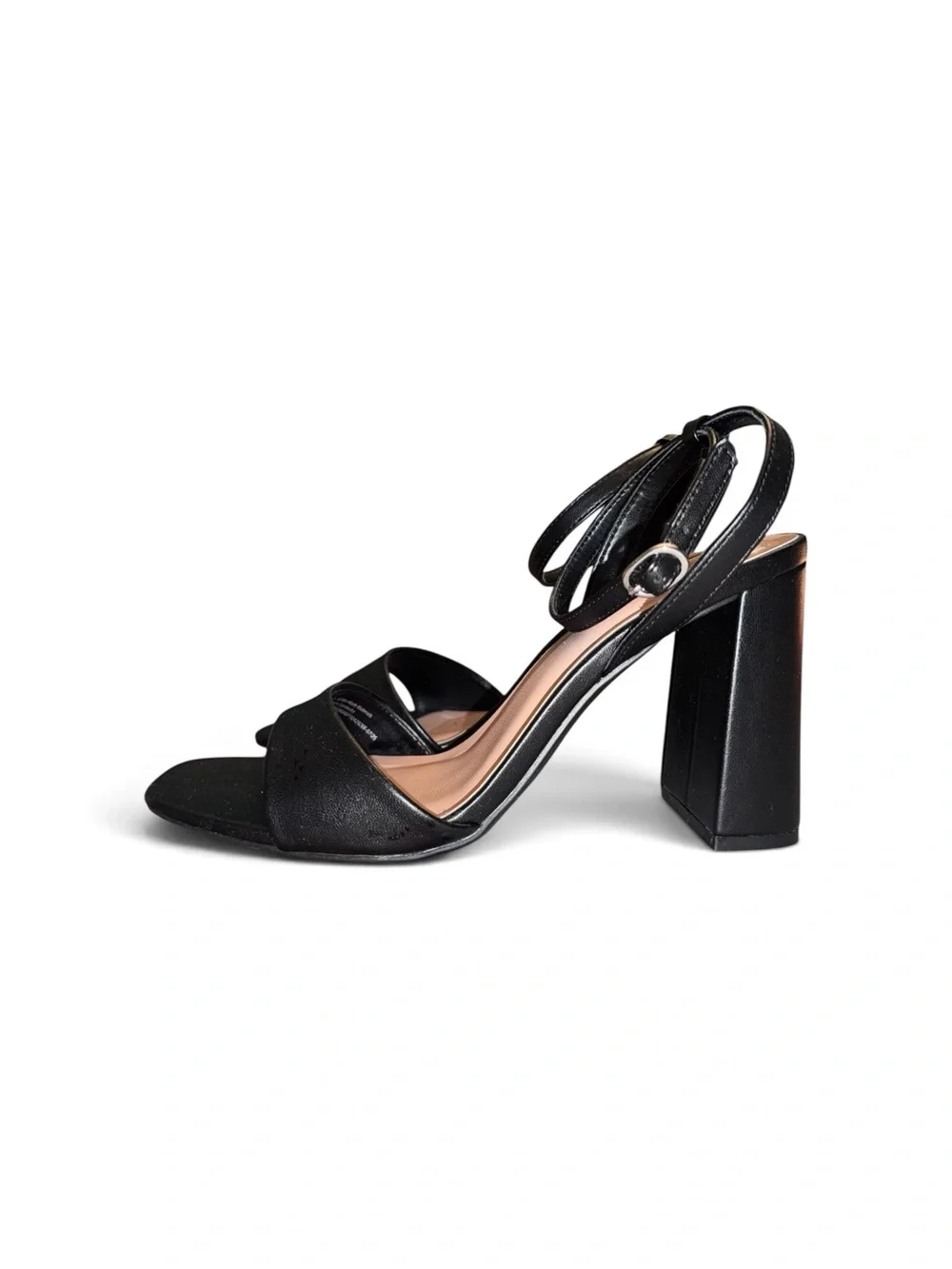 a new day Black Square-Toe Ankle Strap Heels